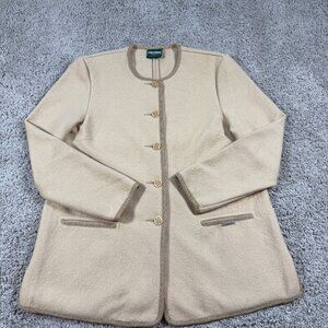 Geiger Collections Austria Wool Womens 40 Tan Cardigan Jacket Sweater Buttons